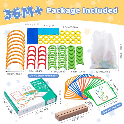 142pcs Wooden Pattern Blocks & Tangram Puzzle Set – STEM Brain Teaser, Montessori Activity Toy for Kids Ages 3-5, Gift for Boys & Girls