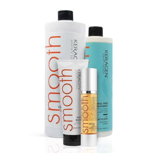 Keragen Brazilian Keratin Smoothing Treatment 16 Oz | Formaldehyde-Free Blowout Kit | Organic Keratin & Collagen for Frizzy, Dry, Damaged Hair | Salon Results at Home