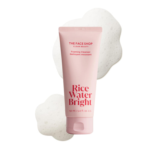 The Face Shop Rice Water Bright Foaming Cleanser – Hydrating, Moisturizing, Vegan Korean Face Wash & Makeup Remover, 150ml