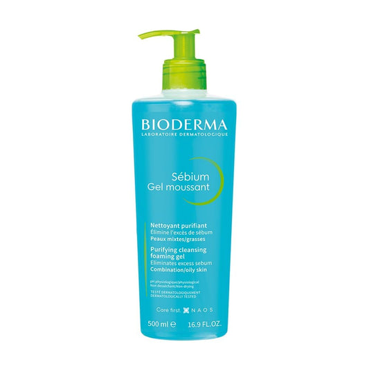 Bioderma - Sébium - Foaming Gel Pump - Cleansing and Make-Up Removing - Skin Purifying - for Combination to Oily Skin 16.91 Fl Oz (Pack of 1)