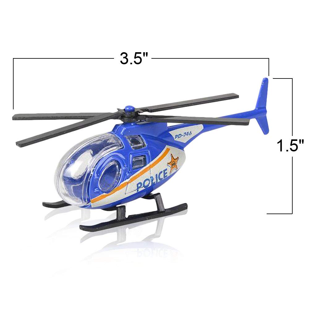 ArtCreativity Diecast Helicopter Toy - Pack of 4 - Police, Fire Engine, EMS, and Military Diecast Toy Choppers with Spinning Propellers, Birthday Party Favors for Boys and Girls