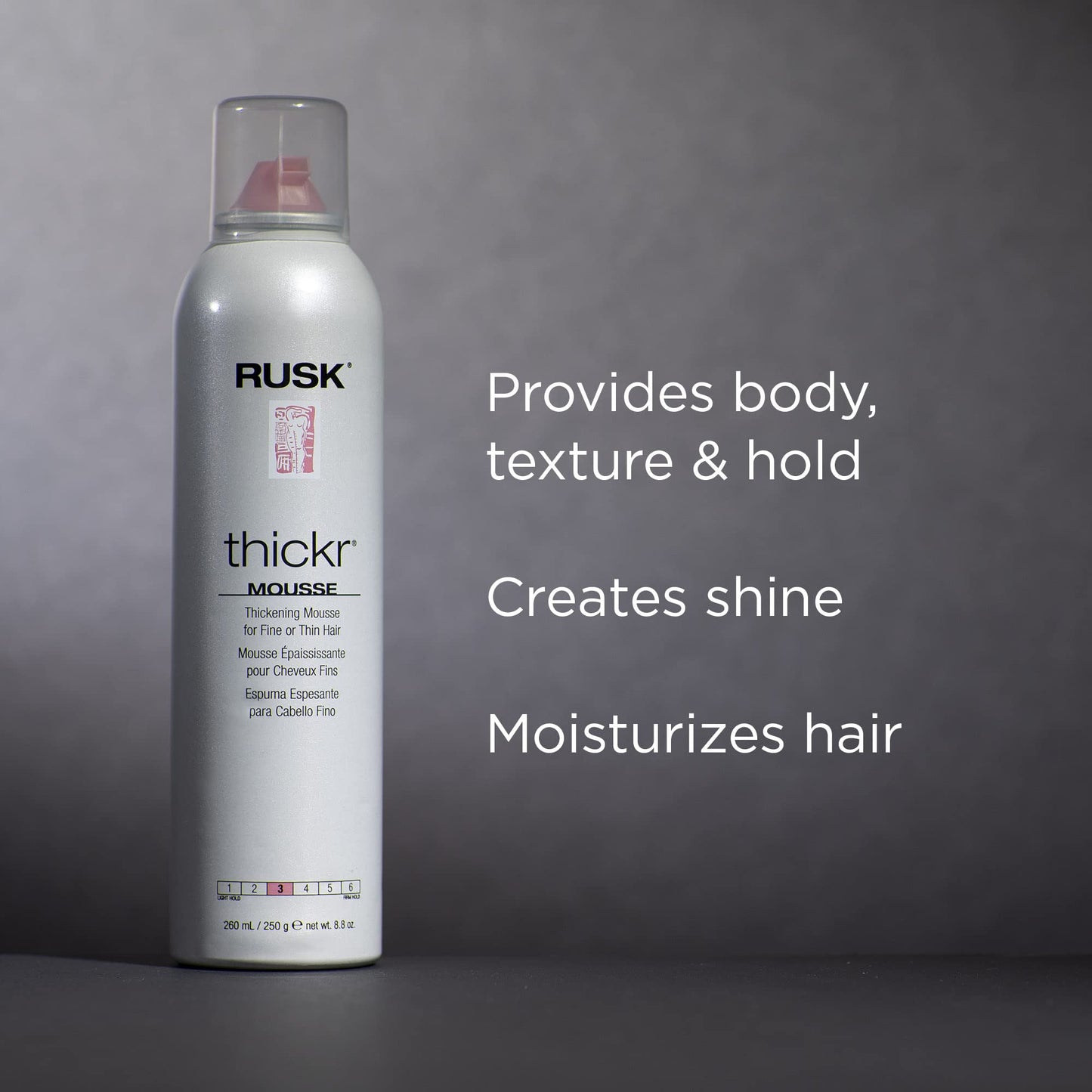 RUSK Designer Collection Thicker Thickening Mousse | Volumizing Foam for Fine or Thin Hair | Adds Body, Texture & Flexible Hold | 8.8 Oz