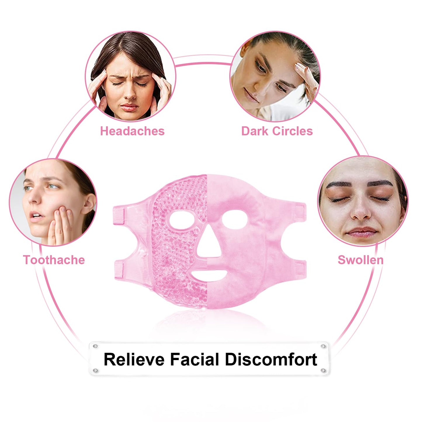 CONBELLA Cold & Hot Face Eye Masks – Ice Compress for Dark Circles, Puffiness, Headaches, Stress Relief & Skin Care for Men & Women