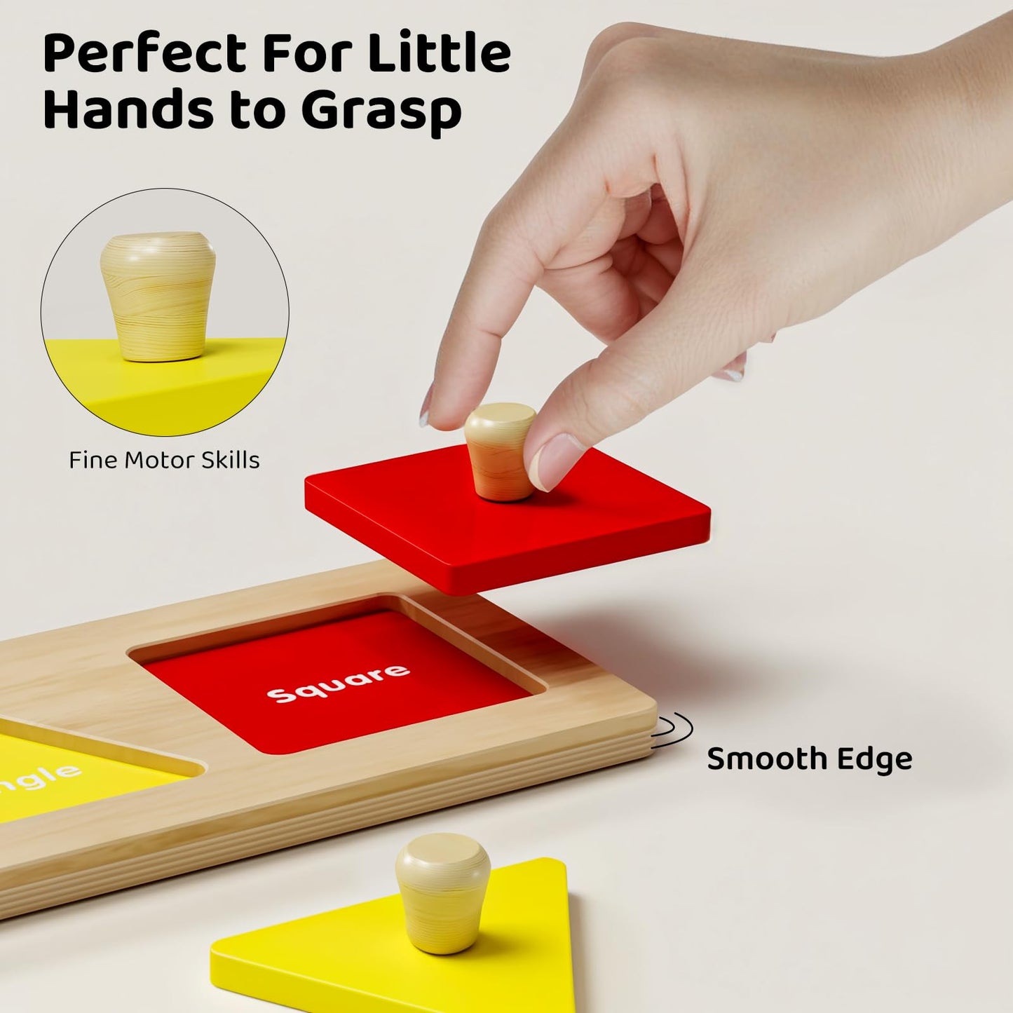 QODOFLR First Jumbo Knob Wooden Shape Puzzles for Toddlers 1-3,Montessori Shapes Sorter for1-2 Year Old,Preschool Learning Peg Puzzle Toys for Baby Kids,1-2 Year Old Boy Girl