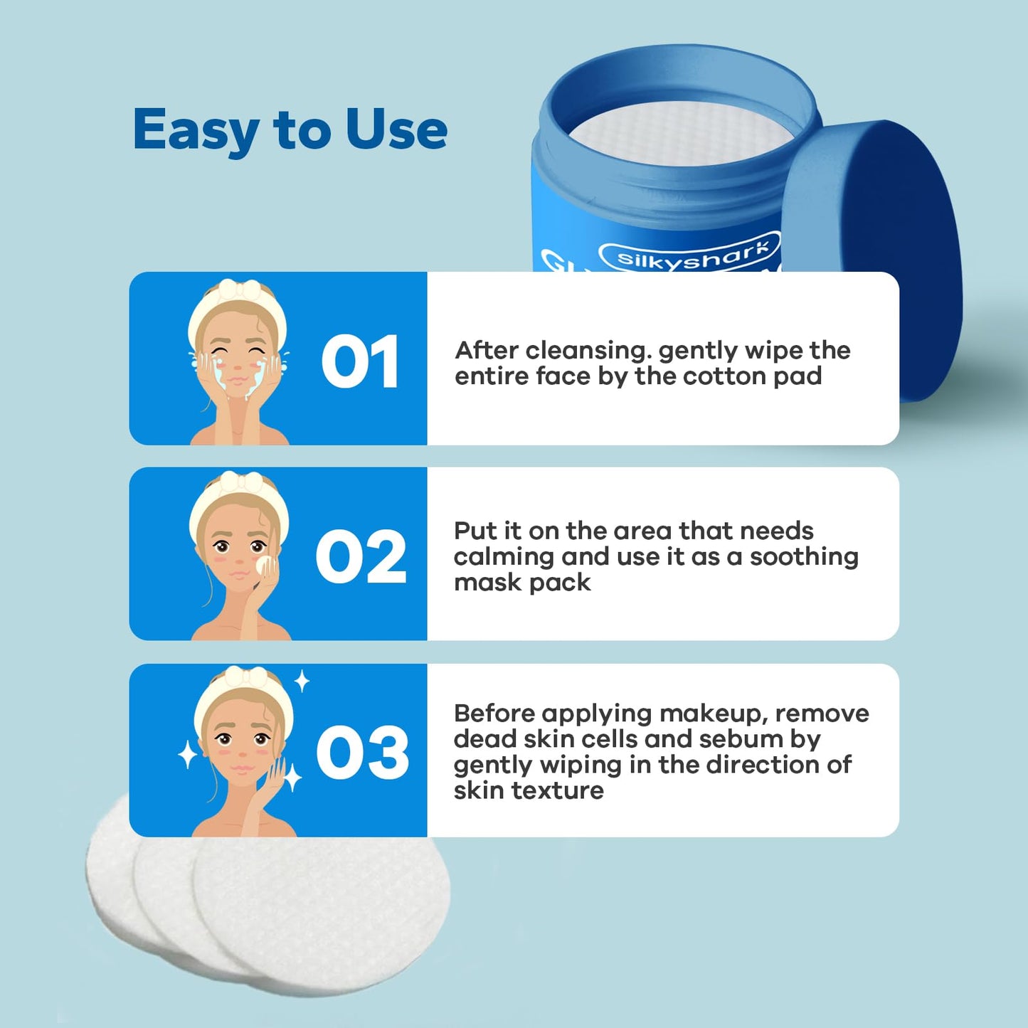 SilkyShark Glycolic Acid 20% Resurfacing Pads, 60 Count – Exfoliating Face & Body Peel with 20% Glycolic, 2% Salicylic & Vitamins B/C/E