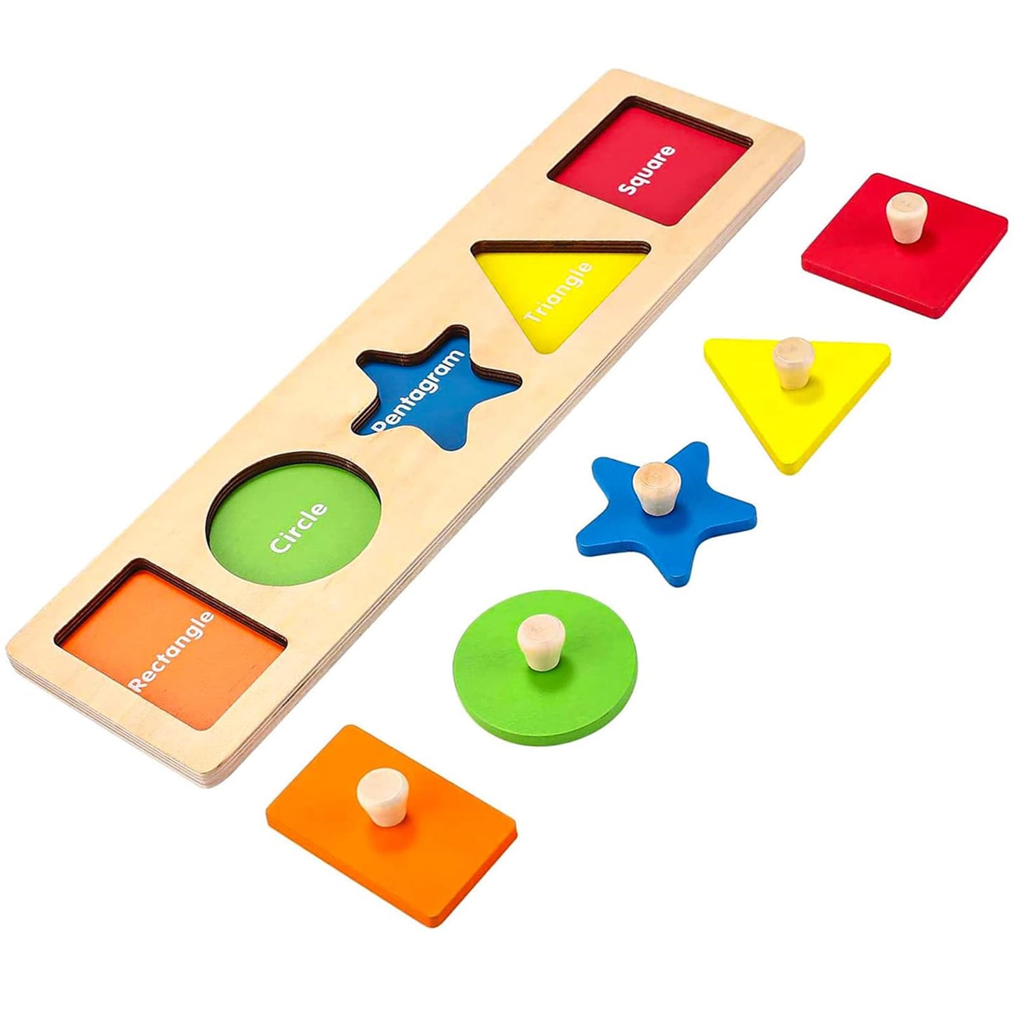 QODOFLR First Jumbo Knob Wooden Shape Puzzles for Toddlers 1-3,Montessori Shapes Sorter for1-2 Year Old,Preschool Learning Peg Puzzle Toys for Baby Kids,1-2 Year Old Boy Girl