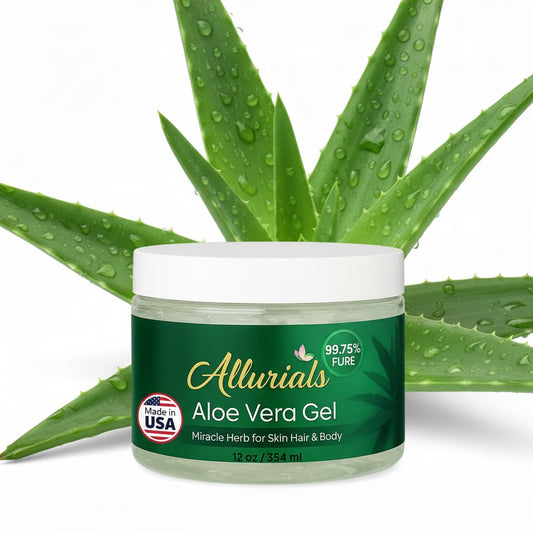Allurials 99.75% Pure Organic Aloe Vera Gel, Made in USA, Clinically Tested, Dermatologist Approved, Hydrates & Heals Skin & Hair, 12oz