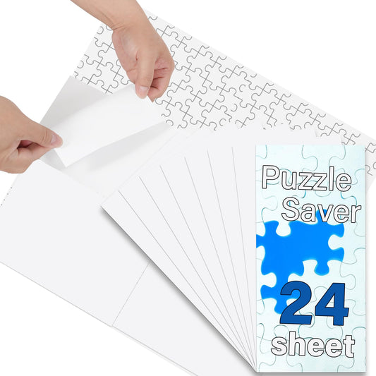 Puzzle Glue Sheets for 1000-Pieces, 24 PCS Puzzles Saver Sheets, Easy Peel and Stick Jigsaw Sticker Sheets, No-Clean Puzzle Glue Stickers, Gifts for Puzzles Lovers