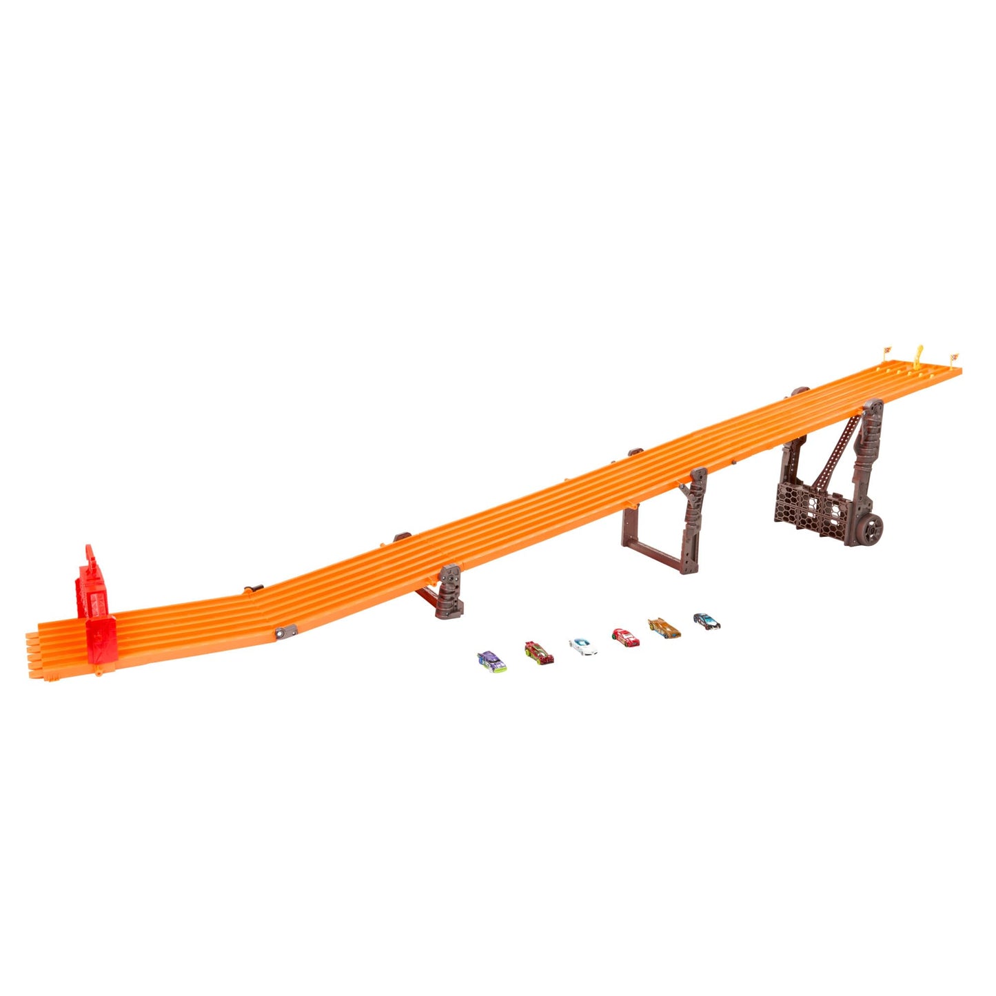 Hot Wheels Super 6-Lane Raceway Track Set with Lights & Sounds, 6 Die-Cast 1:64 Cars, 8-Foot Track Rolls Up for Storage (Amazon Exclusive)