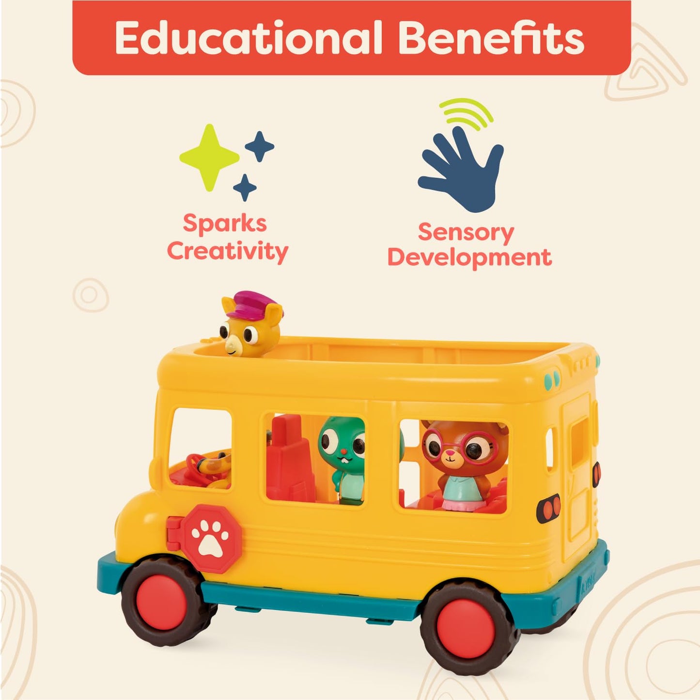 B. toys – Bonnie's School Bus – Musical School Bus – Toy School Bus & Characters – Lights & Sounds – Toy Vehicle for Toddlers, Kids – 18+ Months