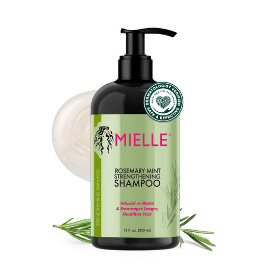 Mielle Organics Rosemary Mint Strengthening Shampoo with Biotin – Moisturizing Cleanser for Women & Men to Repair, Protect & Nourish Hair, 12 oz