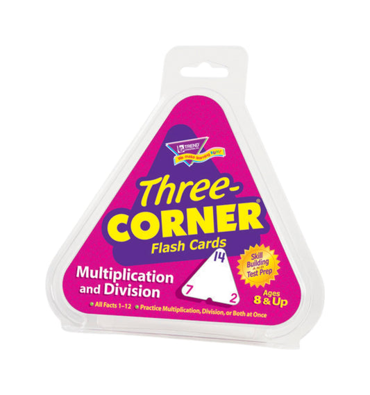 Trend Enterprises Three-Corner Multiplication & Division Flash Cards, 48 Two-Sided Self-Checking Cards, Fun Learning for Ages 8+