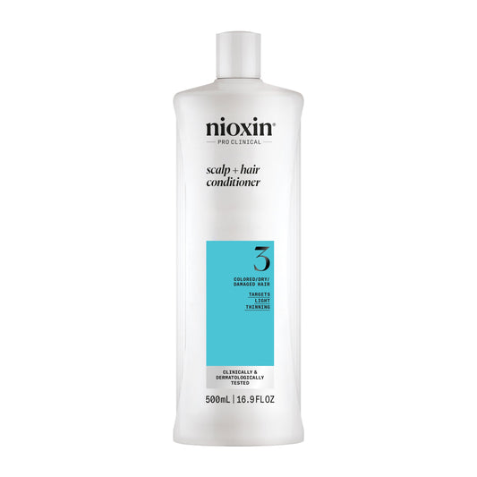 Nioxin System 3 Scalp + Hair Conditioner - Hair Thickening Conditioner for Damaged Hair with Light Thinning, 16.9 fl oz (Packaging May Vary)