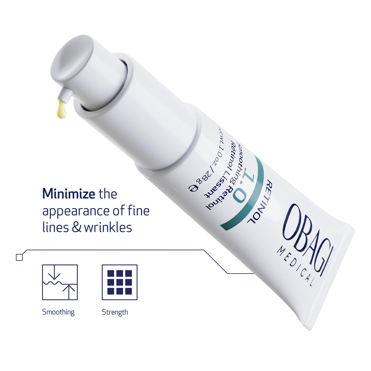 Obagi Medical Retinol 1.0 Cream, High Strength Retinol for Fine Lines, Wrinkles & Smoother Skin, Minimal Irritation, 1 oz