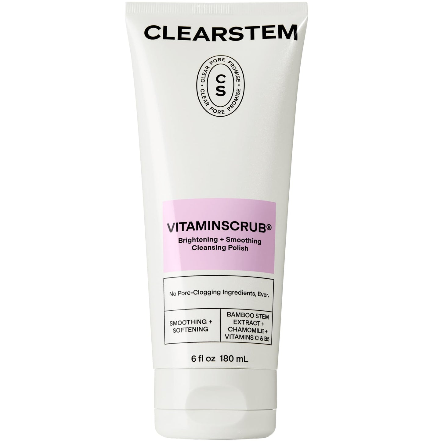 CLEARSTEM VITAMINSCRUB - Antioxidant Face & Body Exfoliating Cleanser with Vitamin C, Hemp & Bamboo, Gluten-Free, Cruelty-Free, 6 fl oz