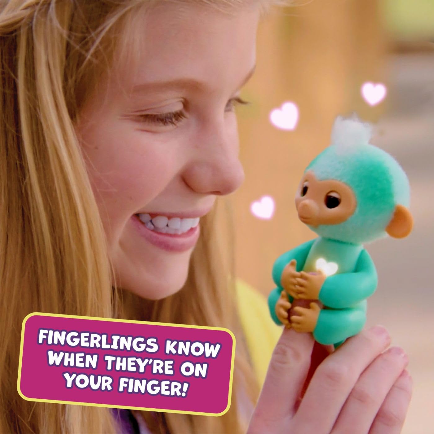 Fingerlings 2023 NEW Interactive Baby Monkey Reacts to Touch – 70+ Sounds & Reactions – Leo (Blue)