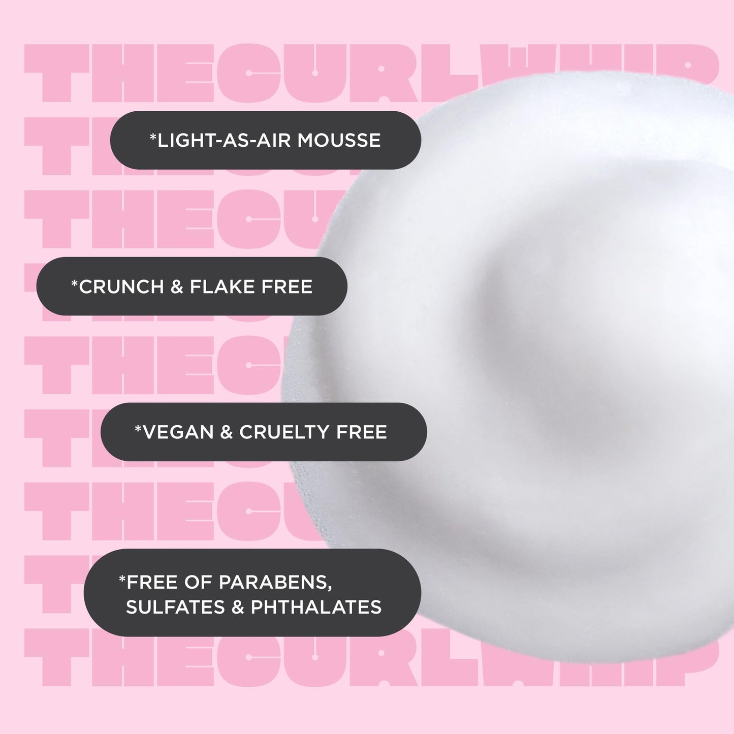 Cake Beauty Whipped Curl Mousse – Curl Defining & Volumizing Foam with Aloe Vera & Vitamin E, Vegan, Sulfate-Free, for Wavy & Curly Hair, 7 oz