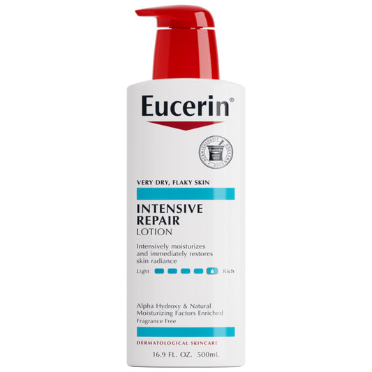 Eucerin Intensive Repair Body Lotion for Very Dry Skin – Moisturizes, Exfoliates & Conditions, Fragrance & Paraben Free, 16.9 oz