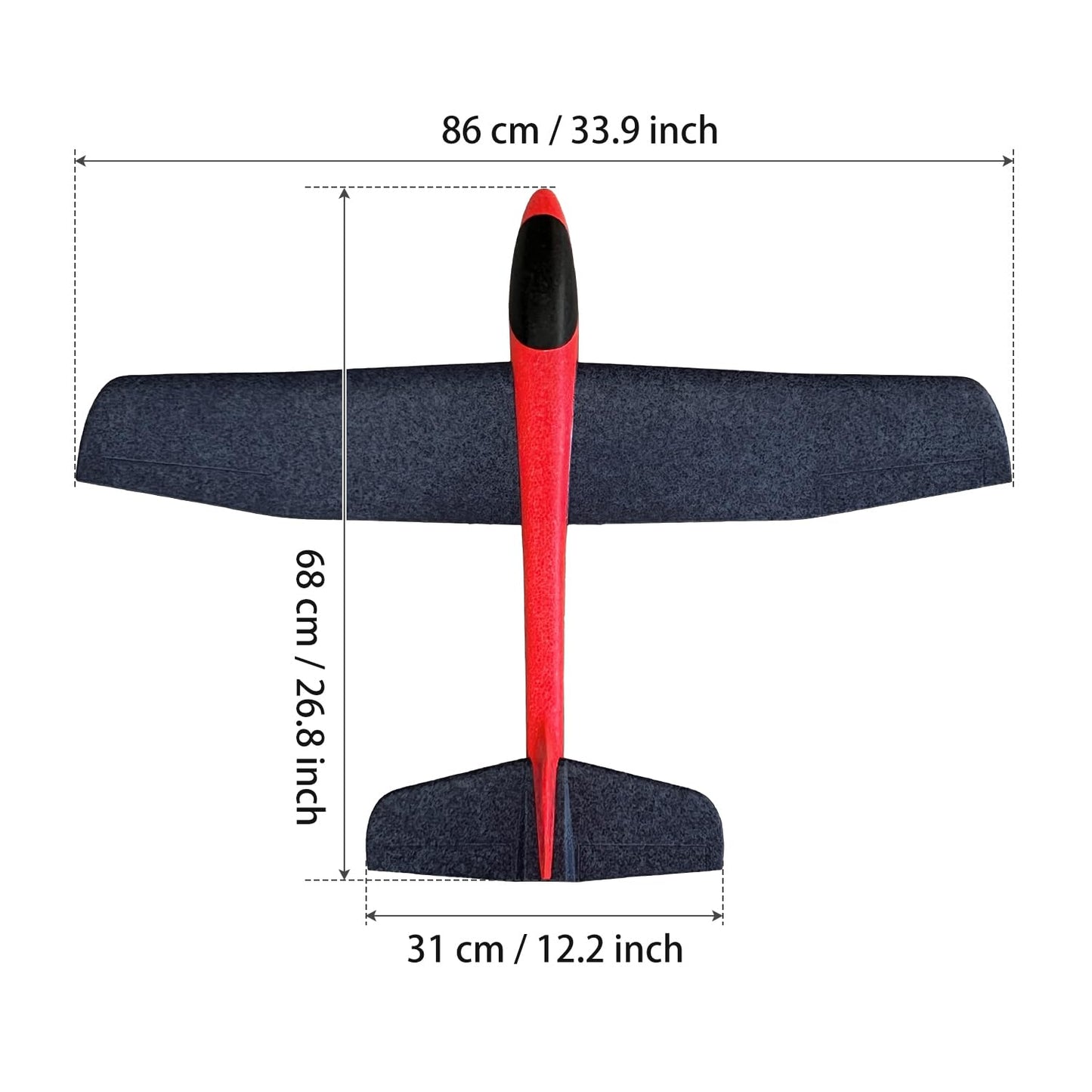 HAWK'S WORK 2 Pcs Foam Glider, 33.8" Super Large Airplane Toy Hand Throwing Plane, Outdoor Play & STEM & RC Conversion for Kids & All Age