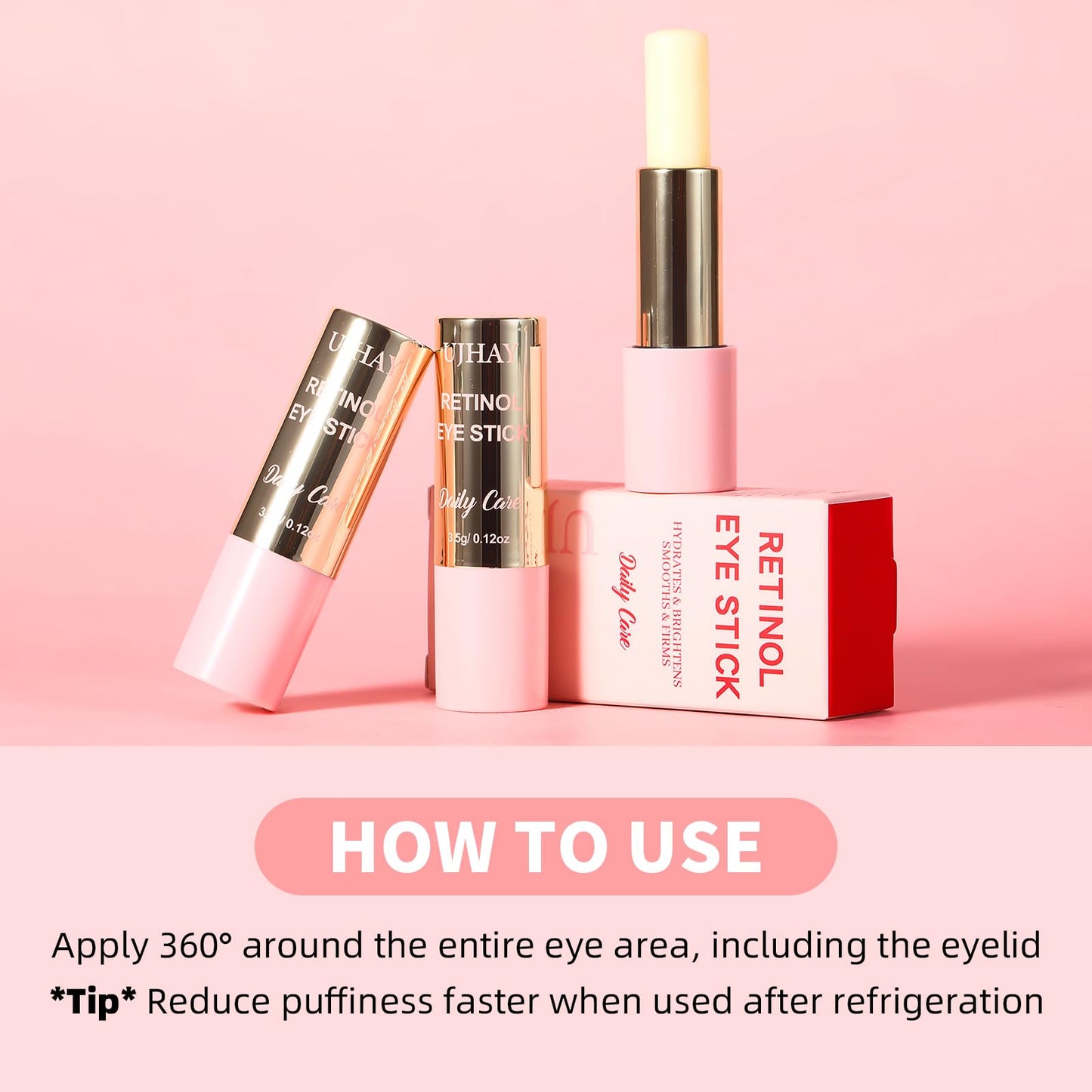 Retinol Eye Stick – Anti-Aging Eye Cream for Wrinkles, Dark Circles & Puffiness, Hydrating, Firming, Multi-Balm with Caffeine & Vitamin C