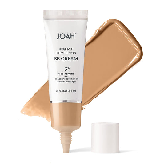 JOAH Beauty Perfect Complexion BB Cream - Lightweight Korean Makeup, Medium Buildable Coverage, Semi-Matte, Evens Skin Tone, Hyaluronic Acid & Niacinamide, Light Warm