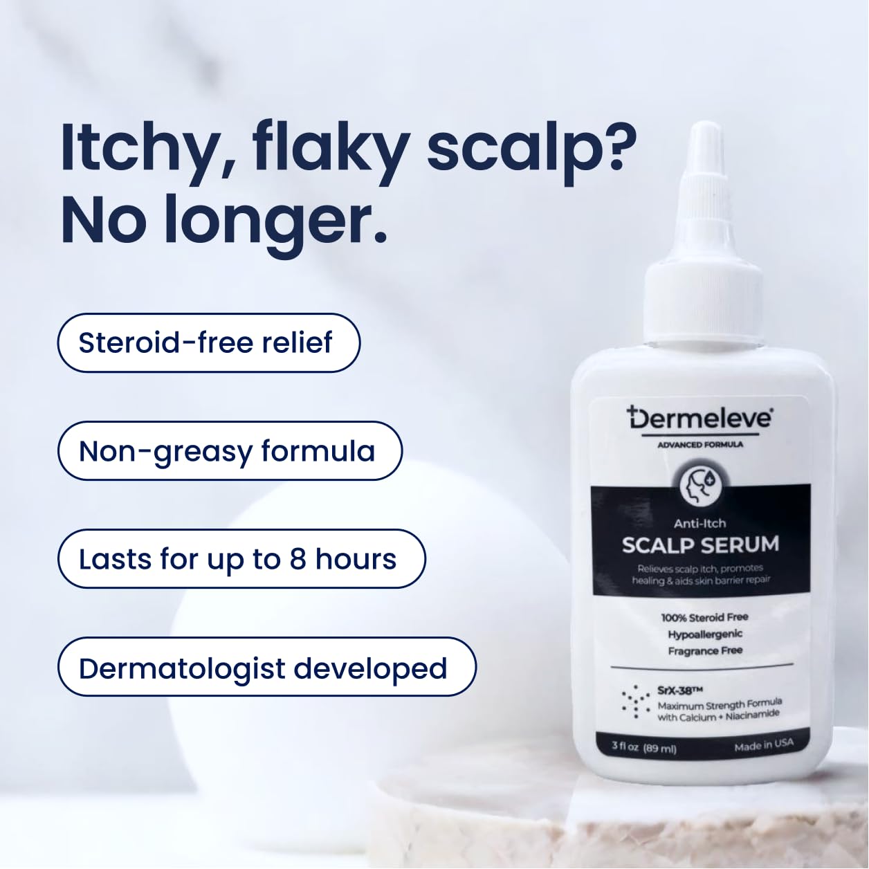 Dermeleve Scalp Serum for Neuropathic Itch, Seborrheic Dermatitis & Psoriasis | Leave-In Itchy Scalp Treatment | Fast-Absorbing, Moisturizing, Non-Greasy (1 Pack)