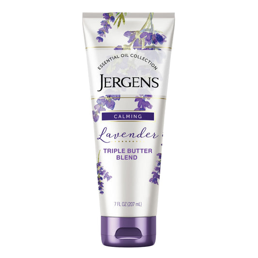 Jergens Lavender Body Butter Hand and Body Lotion, Moisturizer for Women, with Essential Oils for Indulgent Moisturization, 7 Oz