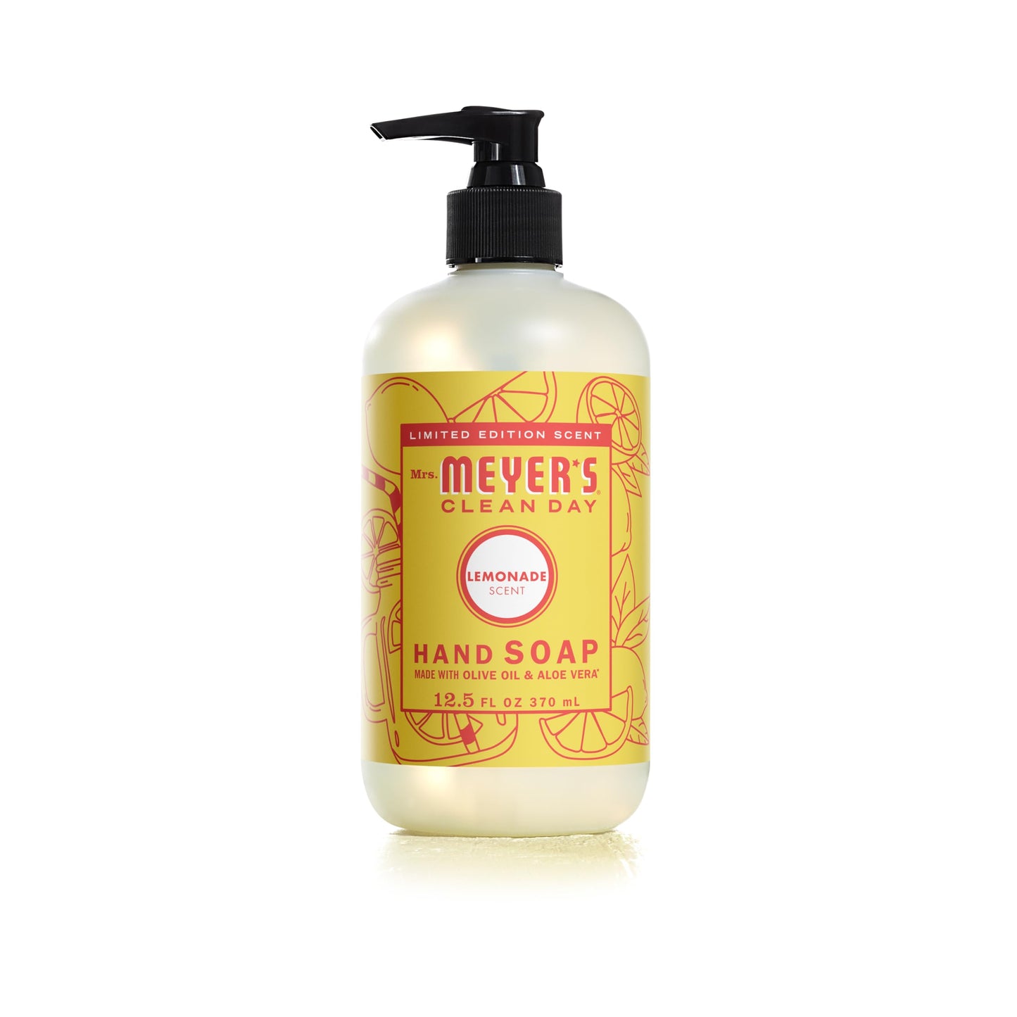Mrs. Meyer’s Clean Day Liquid Hand Soap – Biodegradable, Cruelty-Free Formula with Essential Oils, Limited Edition Lemonade Scent, 12.5 oz