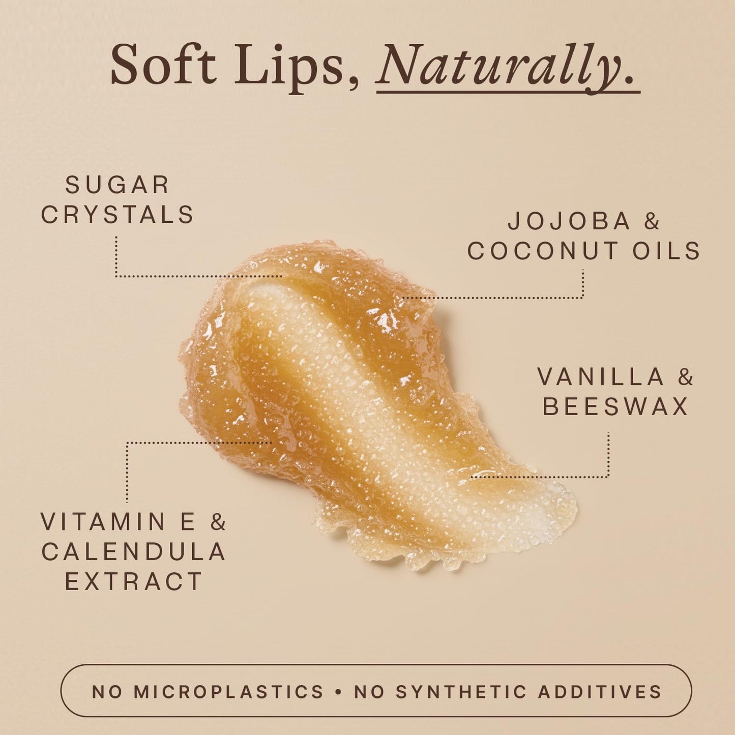 USDA Organic Vanilla Lip Scrub – Moisturizing Sugar Exfoliator for Dry Lips, Smooth Lips, Natural Ingredients, USA Made, Gift Size