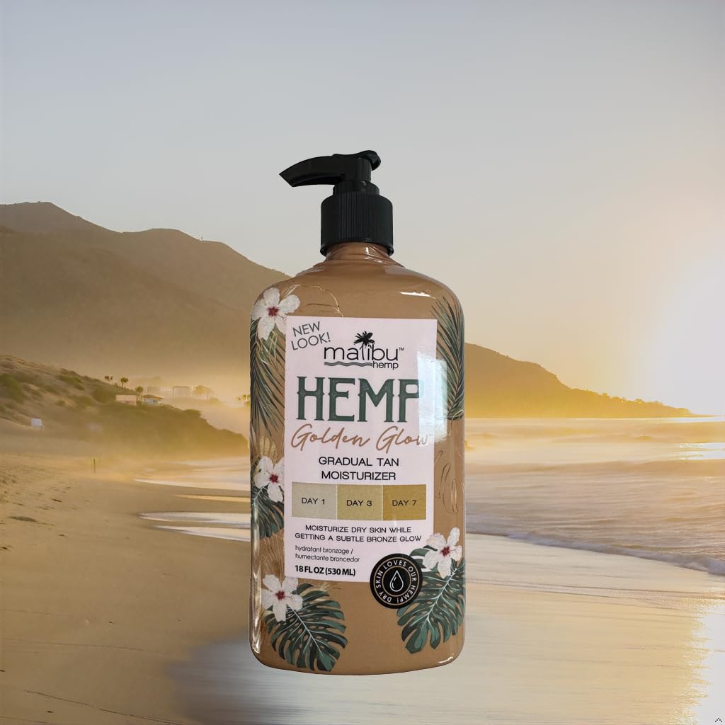 Malibu Hemp Golden Glow Gradual Tan Moisturizer, 18 fl oz