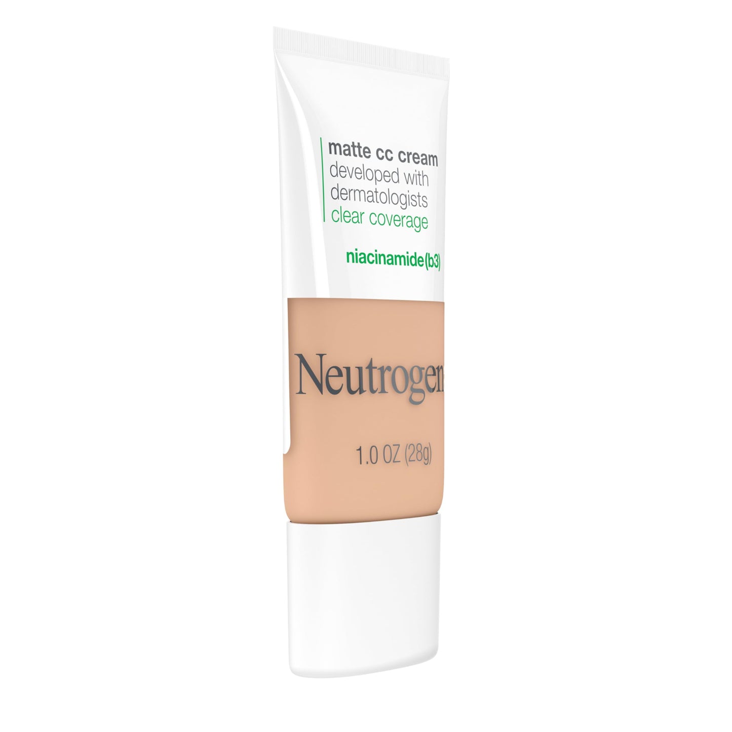 Neutrogena Clear Coverage Flawless Matte CC Cream – Full-Coverage, Color Correcting Face Makeup with Niacinamide, Oil-Free & Hypoallergenic, Warm Peach, 1 oz