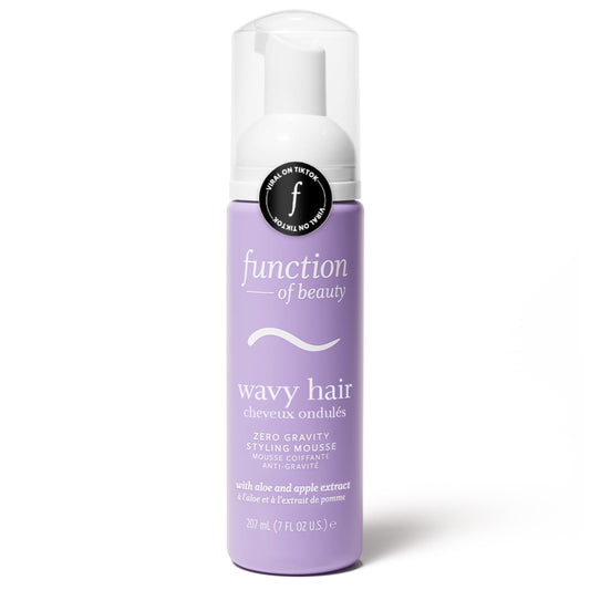Function of Beauty Zero Gravity Styling Mousse 7oz – Volumizing, Frizz Control & Heat Protectant Up to 450°F, Defines Waves, Lightweight Flexible Hold
