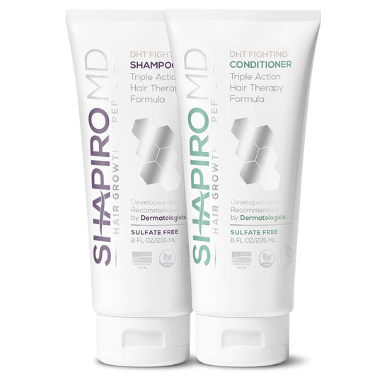 Shapiro MD Hair Growth Shampoo & Conditioner Set – DHT Blocking, Vegan Formula for Thinning Hair – Dermatologist Developed for Fuller, Thicker Hair