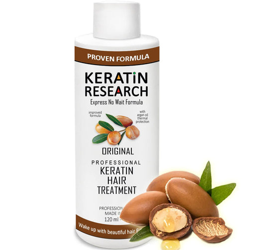 KERATIN RESEARCH Brazilian Keratin Hair Straightening & Smoothing Treatment | Professional Blowout for Shiny, Smooth, Natural-Looking Hair, 4 Oz Original