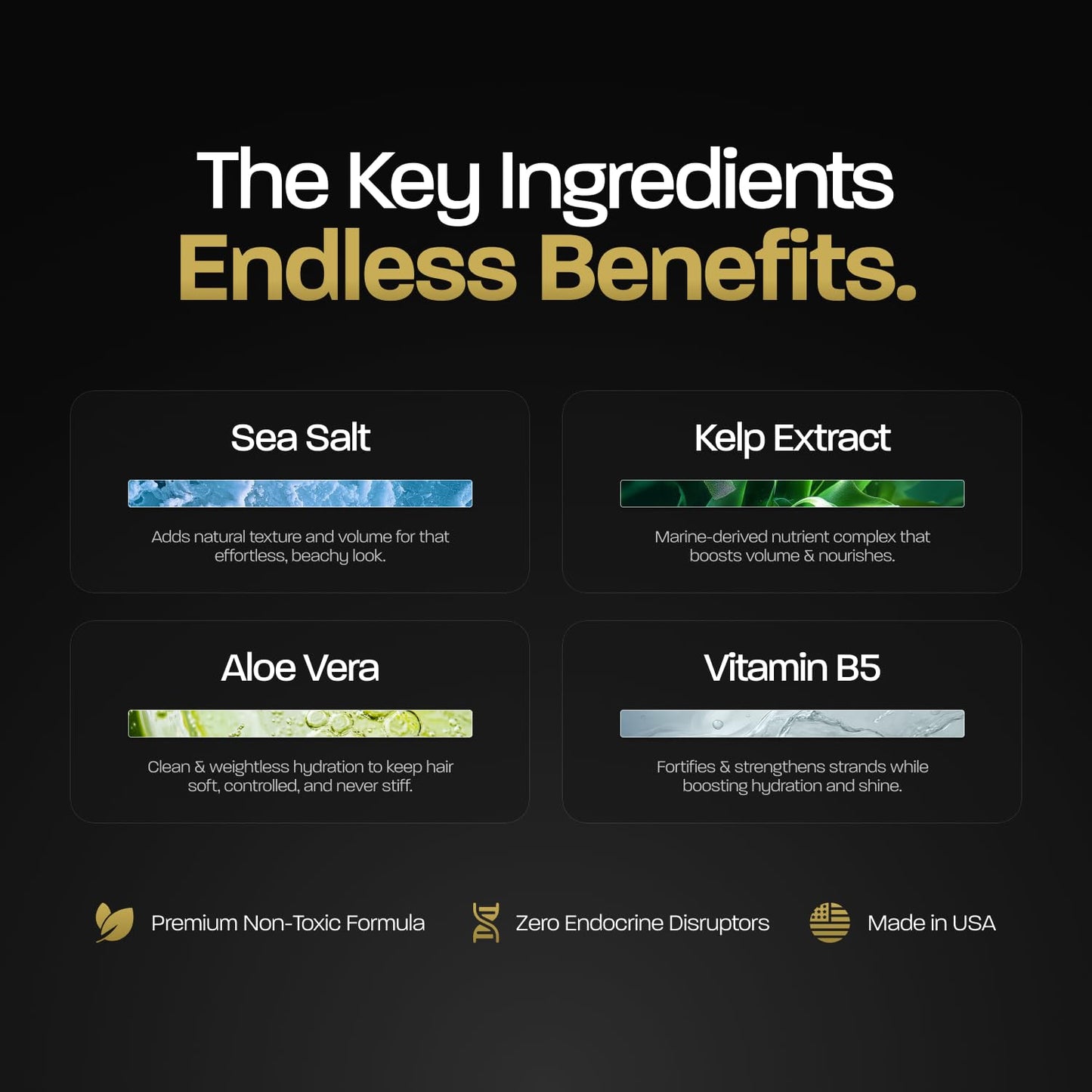 BASED Sea Salt Spray for Hair – Natural Finish, Volumizing & Texturizing Spray with Kelp & Vitamin B5 – Light, Non-Greasy, Paraben & Sulfate Free, 6.8 oz