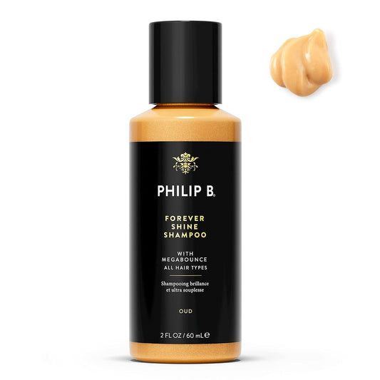 PHILIP B Forever Shine Shampoo 2 fl oz – Volumizing Cleanser with Pure Oud, Smooths Hair, Adds Gloss & Reduces Frizz for All Hair Types