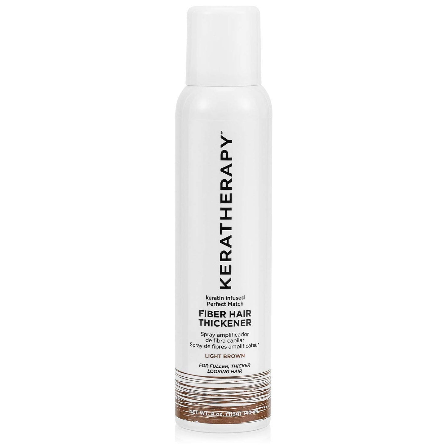 Keratherapy Keratin Infused Perfect Match Fiber Hair Thickener Spray, Light Brown, 4 fl oz – Volumizing, Concealing & Thickening Spray for Thinning Hair