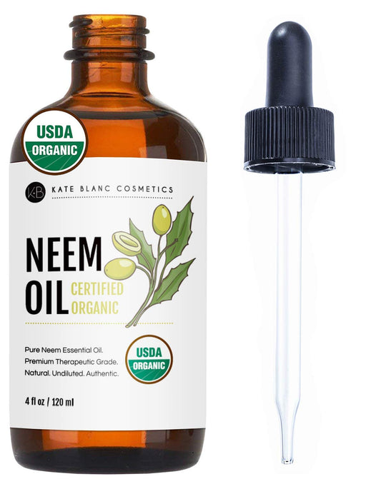 Kate Blanc Cosmetics Neem Oil for Skin, Hair & Face. Safe for Dog, Plants, Scalp (4oz, Organic, Cold Pressed, Concentrate)