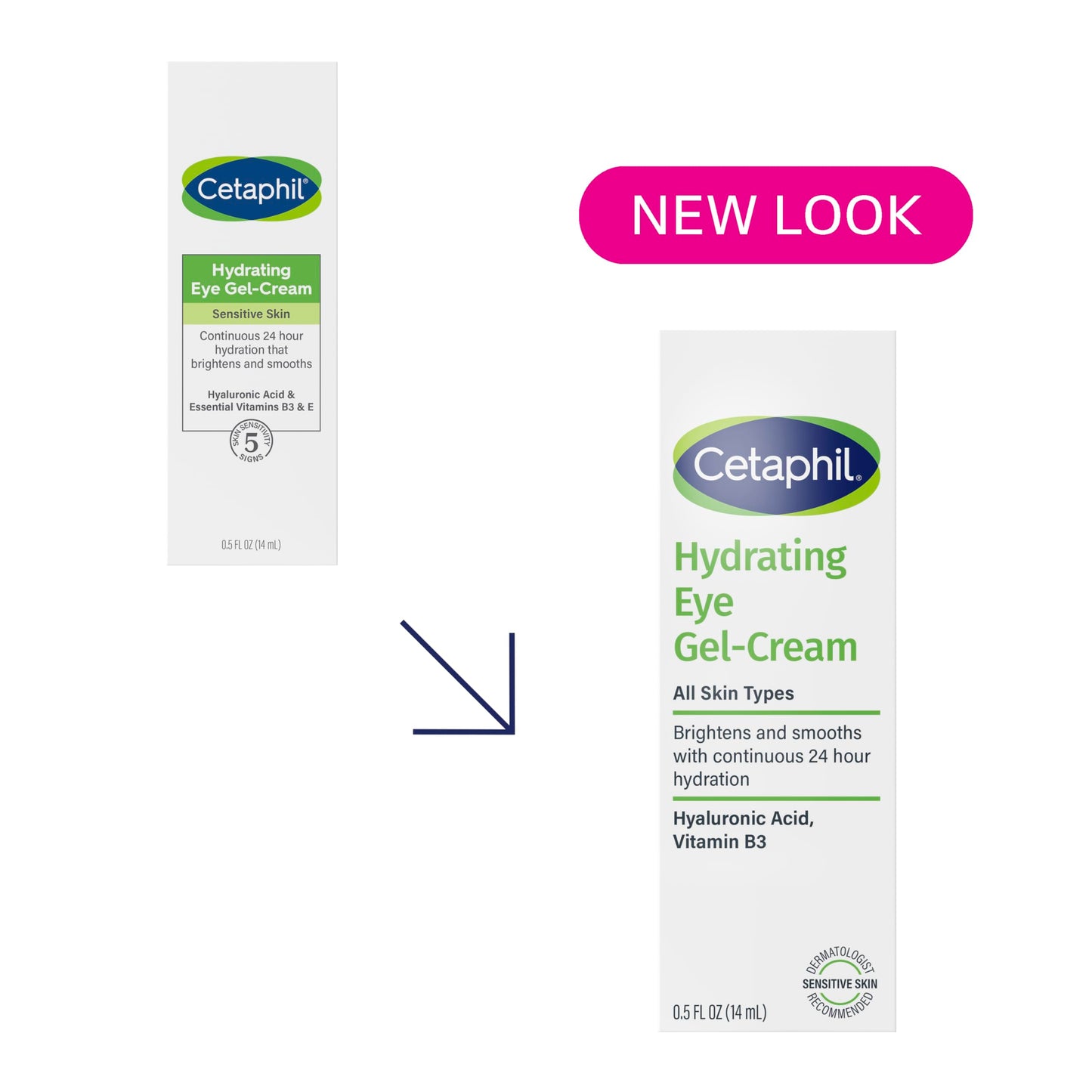 Cetaphil Hydrating Eye Gel-Cream with Hyaluronic Acid, 0.5 oz – Brightens, Smooths & Provides 24H Hydration for All Skin Types