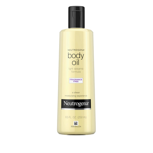 Neutrogena Body Oil 8.5 fl oz – Fragrance-Free Light Sesame Formula, Non-Greasy Moisturizing Body Oil for Silky, Soft & Hydrated Skin