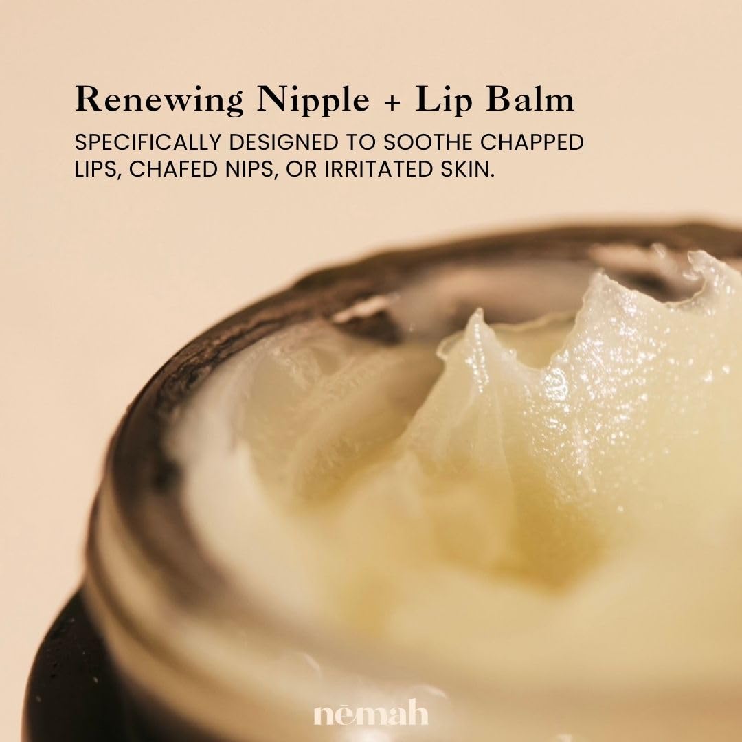 Nemah Organic Nipple Balm – 2-in-1 Nursing Cream & Lip Balm, Safe for Breastfeeding, Non-Greasy, Vegan & Cruelty-Free, 1 oz