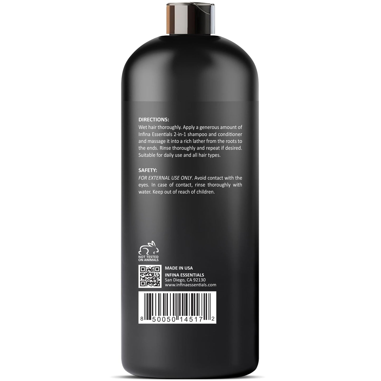 INFINA ESSENTIALS Biotin 2-in-1 Shampoo & Conditioner | Thickening & Strengthening for Men & Women | With Saw Palmetto, Keratin & Caffeine | 16 fl oz