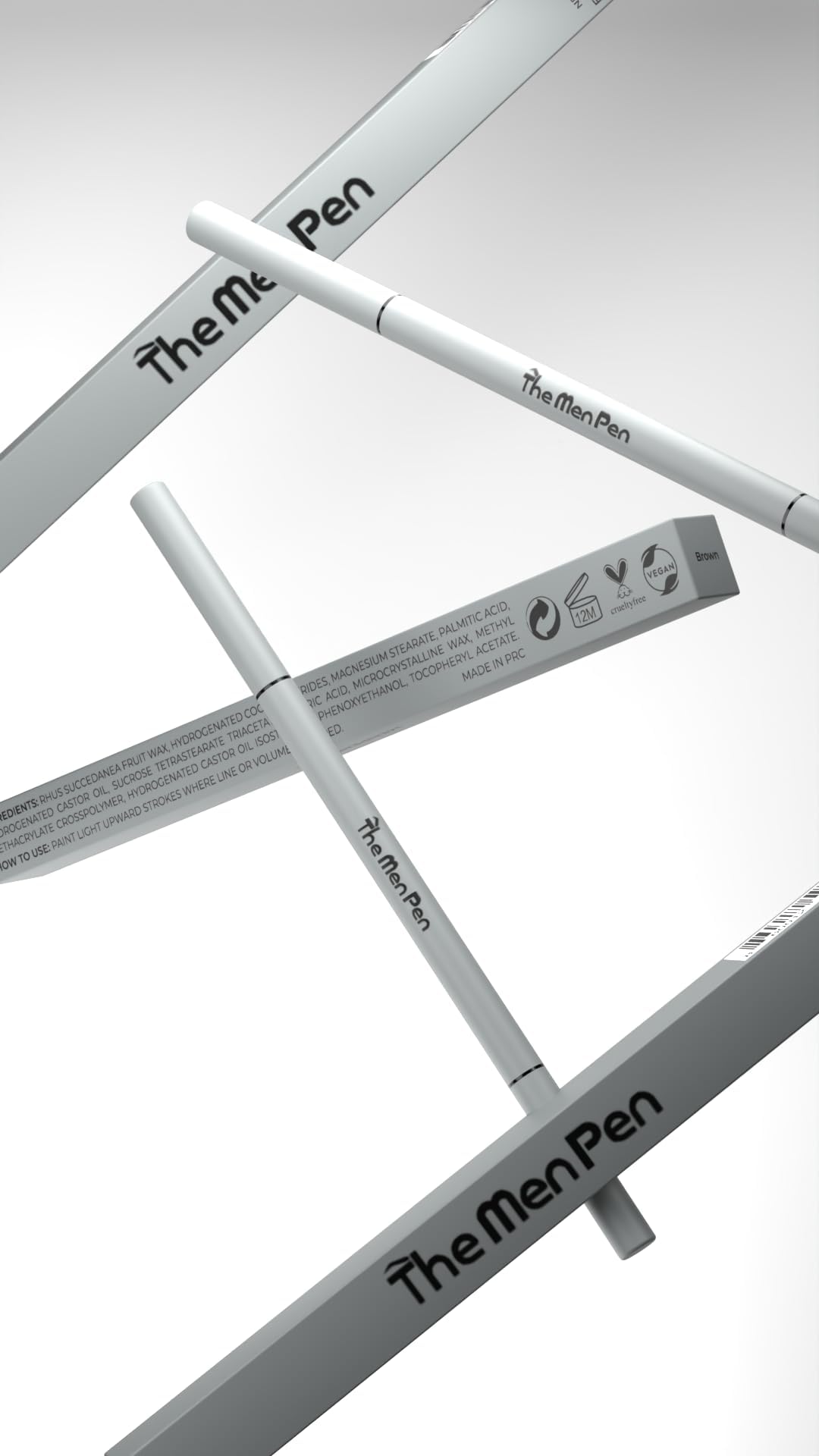 The Men Pen Waterproof Eyebrow & Beard Filler for Men, Anti-Smudge Microblading Pen for Mustache, Beard & Brows, Black, 1 oz (3 Pack)