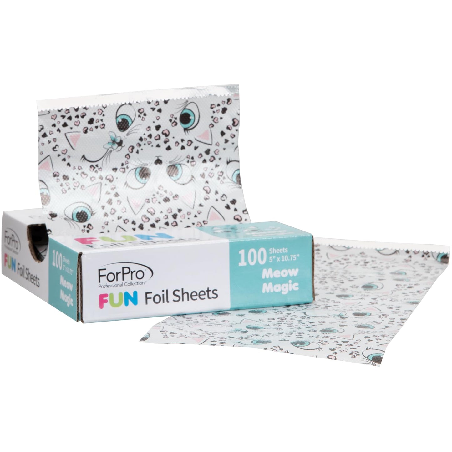 ForPro FUN Meow Magic 5" Pop-Up Foil Sheets, Aluminum Hair Foils for Coloring & Highlights, Food Safe, Easy Dispenser, 5"x10.75", 100 Ct
