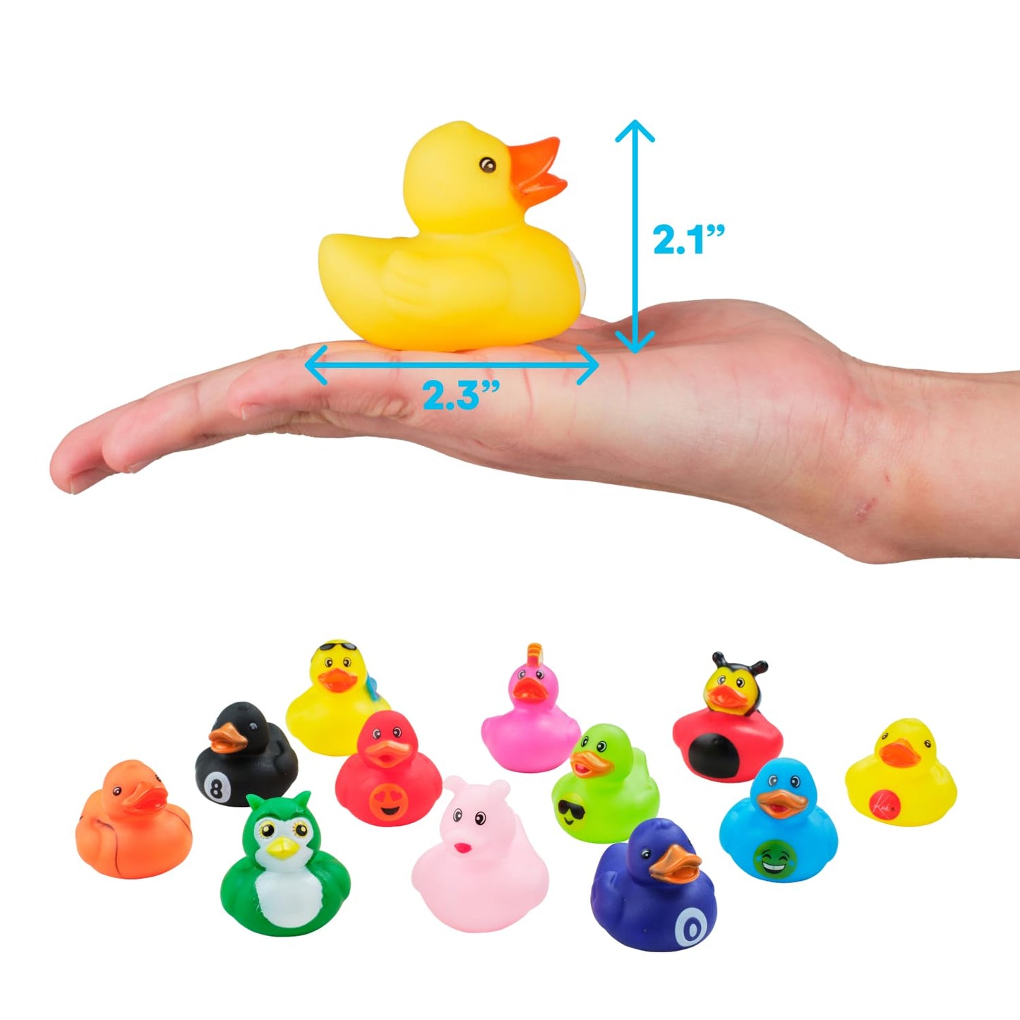 Kicko 2 inches Assorted Rubber Ducks in Bulk - 25 Pack - Ducking Jeeps for Kids
