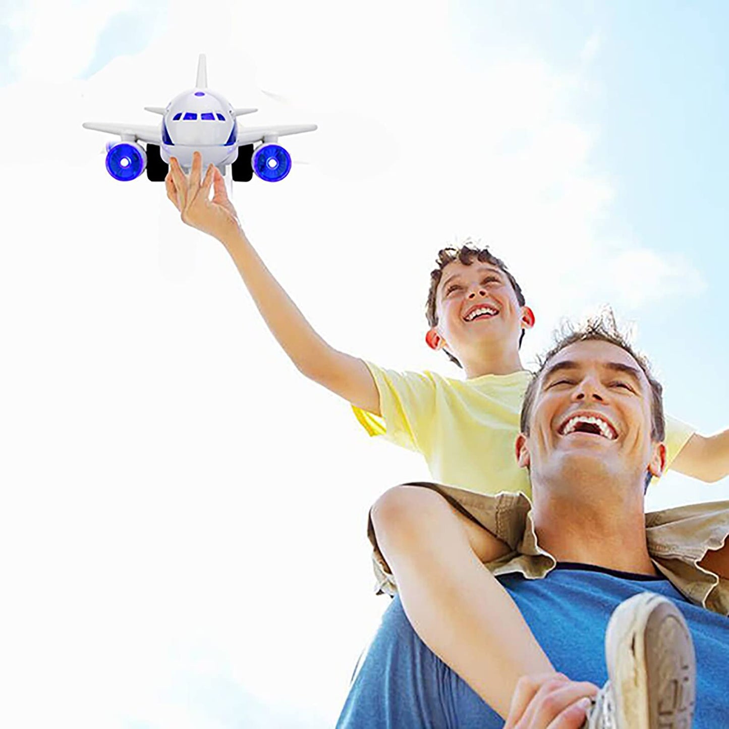 OCCAFY Friction Airplane Toy for Toddlers, 1:200 Scale Plane with Lights & Sounds, Fun Toy Vehicle for Boys & Girls