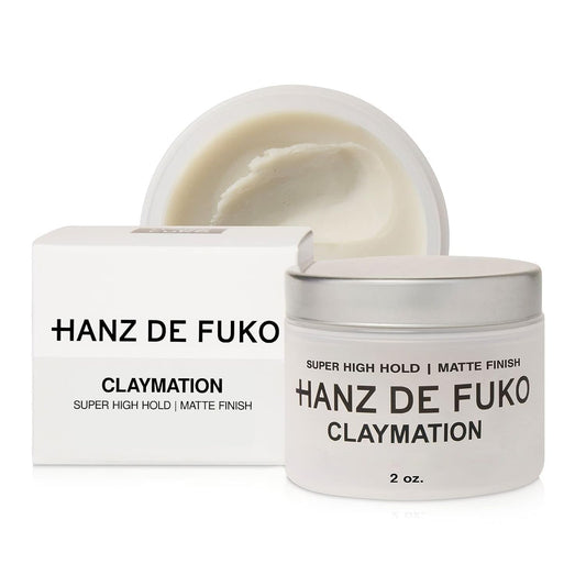 Hanz de Fuko Claymation | Premium Men’s Hair Clay & Wax Hybrid | Super High Hold, Matte Finish | Texture Styling for Straight, Wavy, Thick Hair | 2 oz