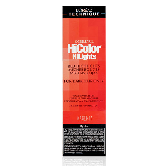 L'OREAL TECHNIQUE HiColor Red HiLights for Dark Hair – Intense Magenta Highlights, No Pre-Lightening, Rich No-Drip Creme, Quick Processing