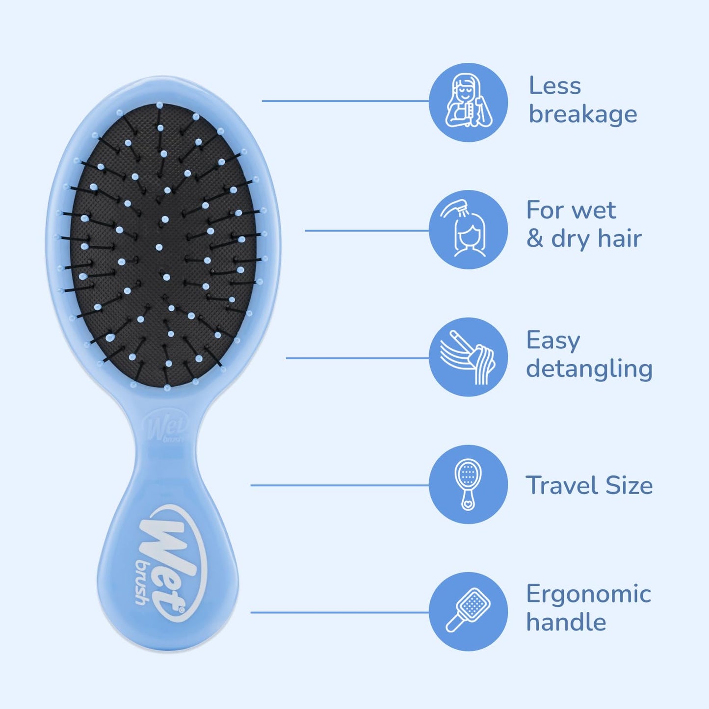 Wet Brush Squirt Mini Detangler Hair Brush, Sky Blue – Ultra-Soft IntelliFlex Bristles for No Tangles, Wet & Dry Use, For Women & Men, All Hair Types