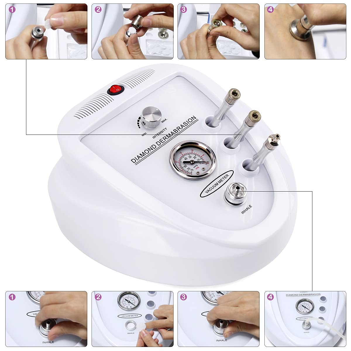 Diamond Microdermabrasion Machine, Yofuly 65-68cmHg Suction Power Professional Dermabrasion, Home Use Facial Skin Care Equipment